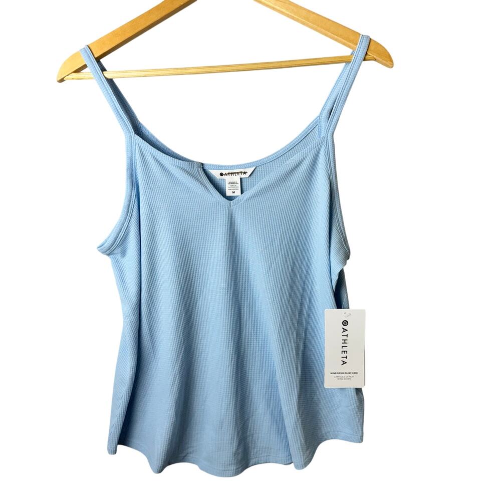 Athleta Waffle Knit Tank Top Women’s Size Medium Blue Loungewear Casual NWT